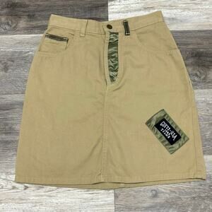 Vintage 80s 90s Guess Georges Marciano Tan Green Womens 26" Denim Mini Skirt USA
